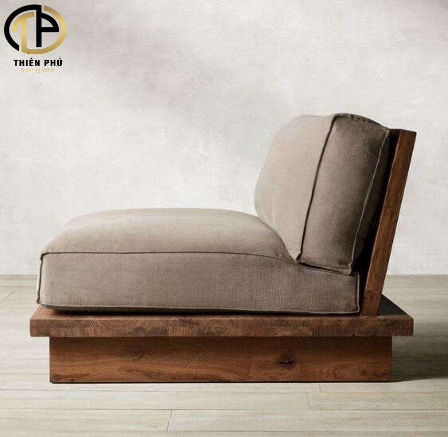 Thiết kế sofa gỗ me tây nguyên khối hiện đại