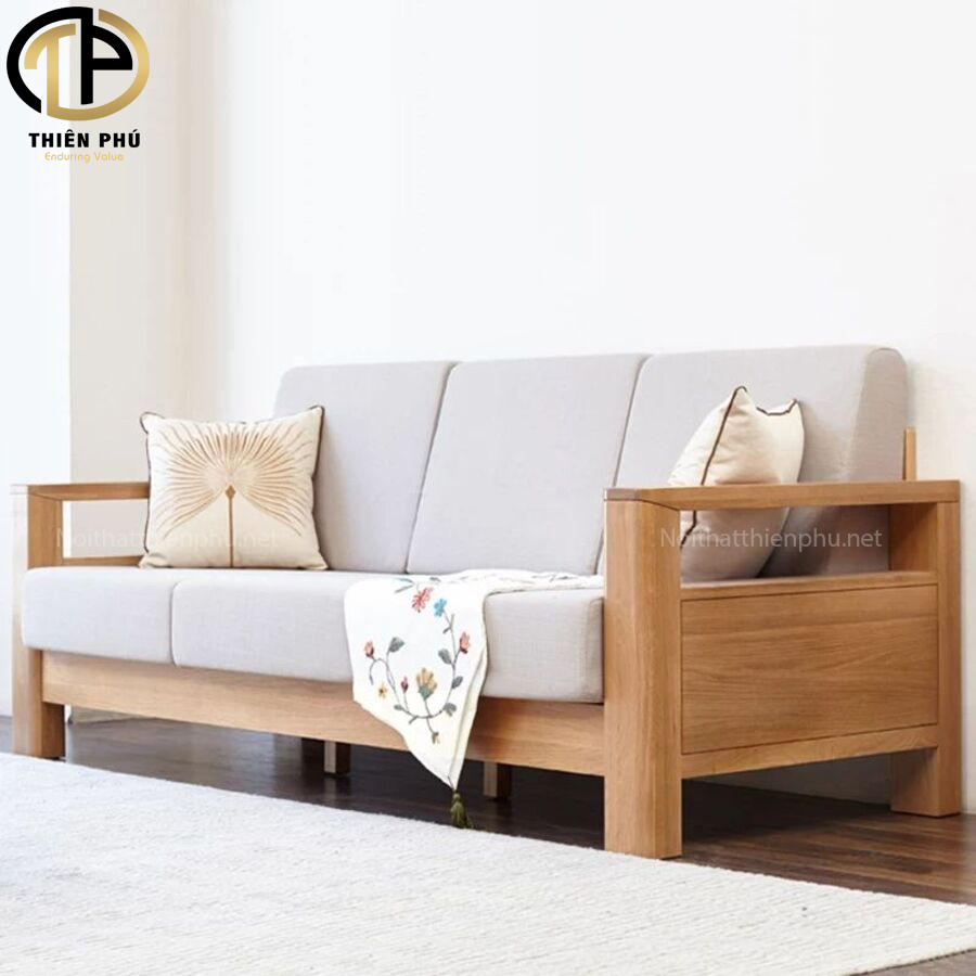 Sofa văng gỗ sồi đơn giản sang trọng