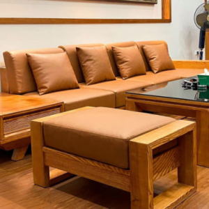 Sofa góc gỗ sồi Hải Dương, sofa gỗ tự nhiên cao cấp, hiện đại