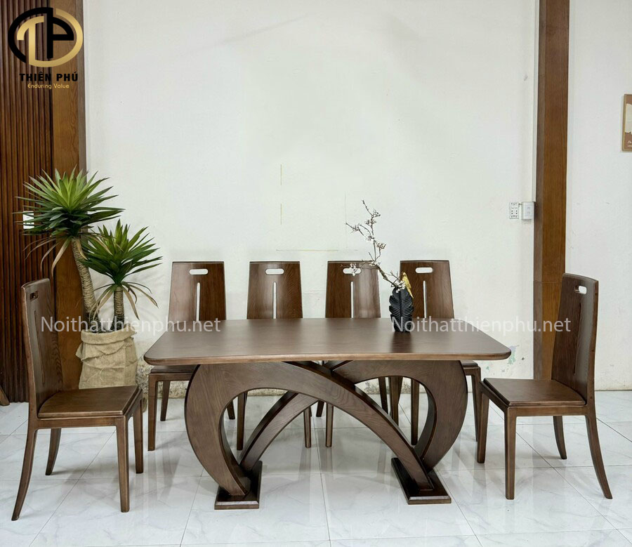 bộ bàn ăn 6 ghế gỗ sồi nga