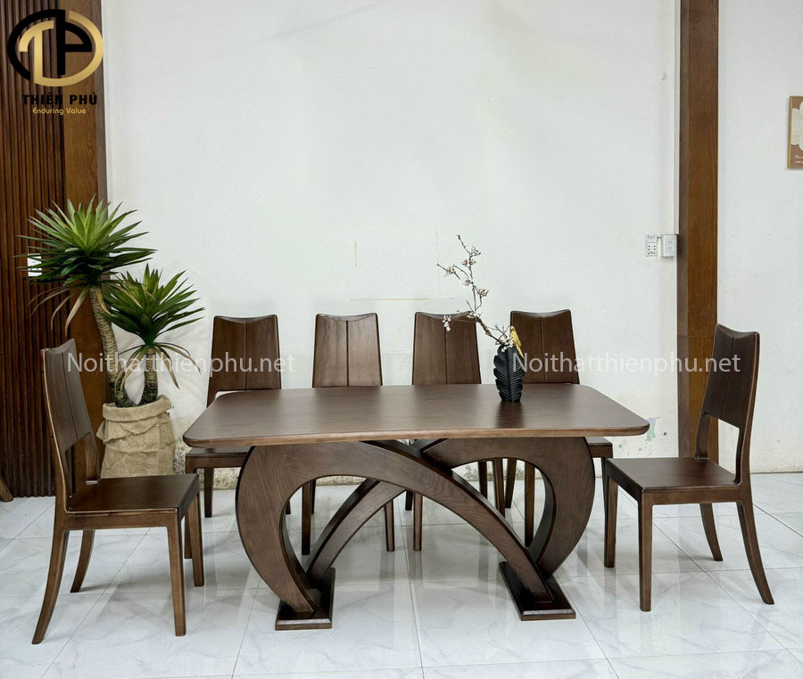bộ bàn ăn gỗ sồi nga 6 ghế