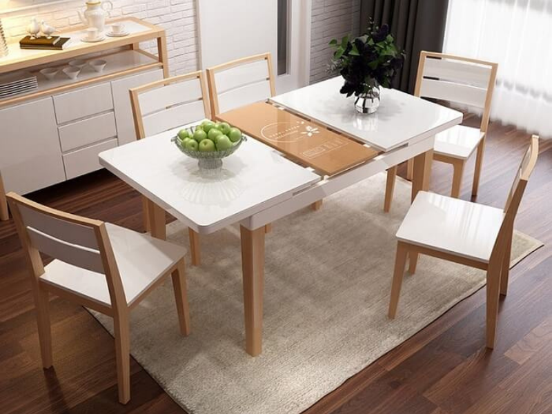 Bộ bàn ăn thông minh 6 ghế kết hợp với bếp từ