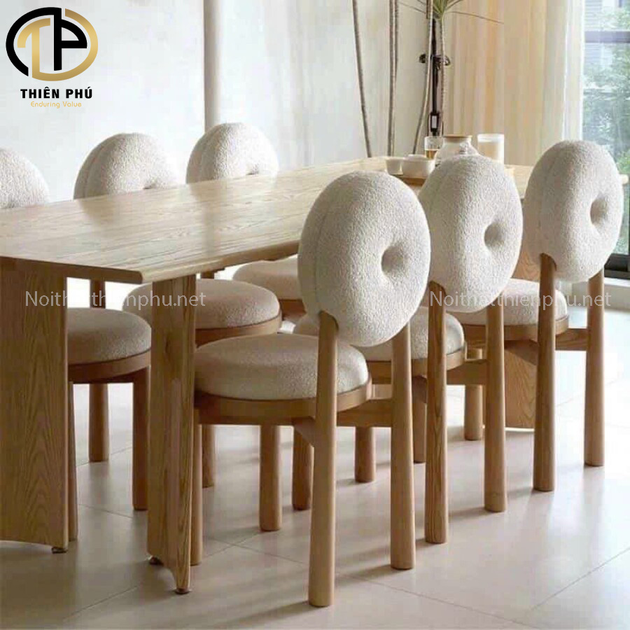 Bộ bàn ăn 6 ghế bánh quy gỗ tần bì