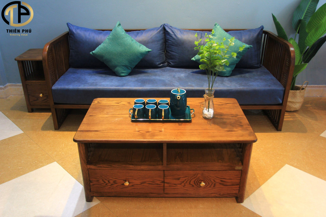 Bộ sofa gỗ phòng khách Indochine