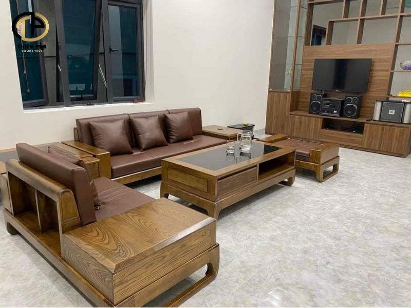 Sofa góc gỗ sồ tinh xảo, cao cấp