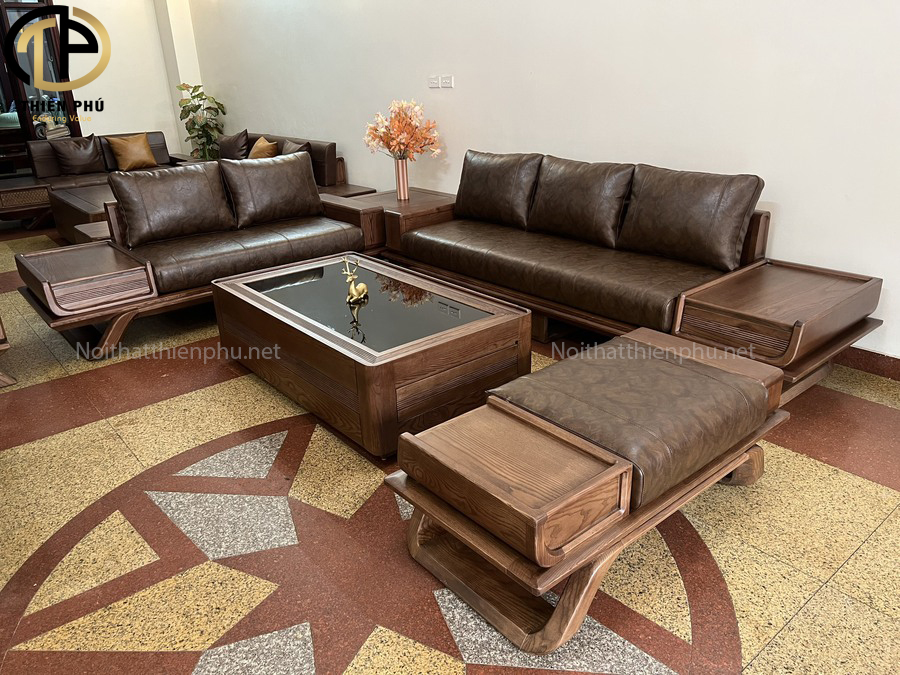 Sofa gỗ sồi Nga cao cấp phù hợp không gian phòng khách rộng từ 25m2 trở lên