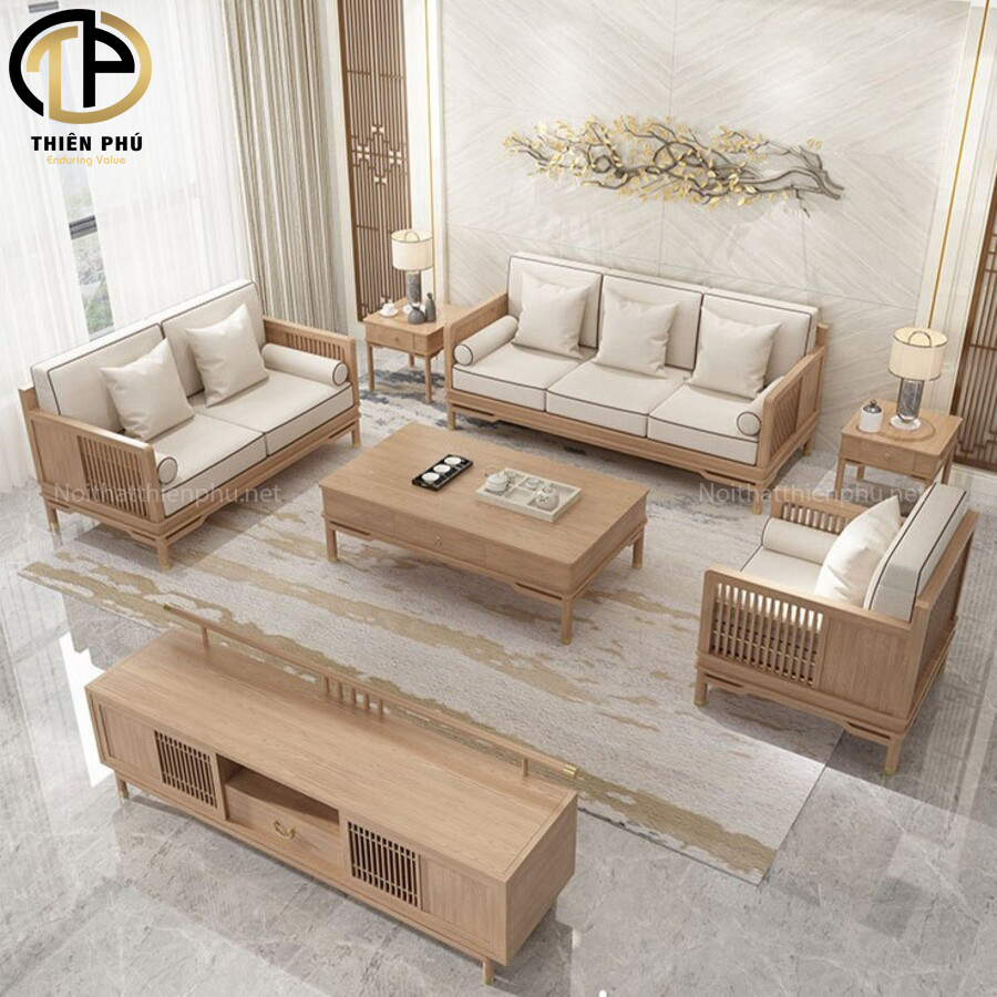 bàn ghế sofa gỗ phòng khách hiện đại