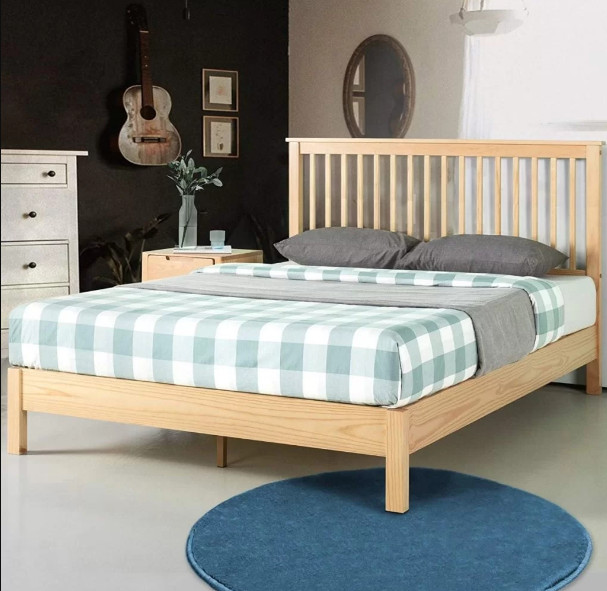 Mẫu giường ngủ bằng gỗ cao su đơn giản hiện đại