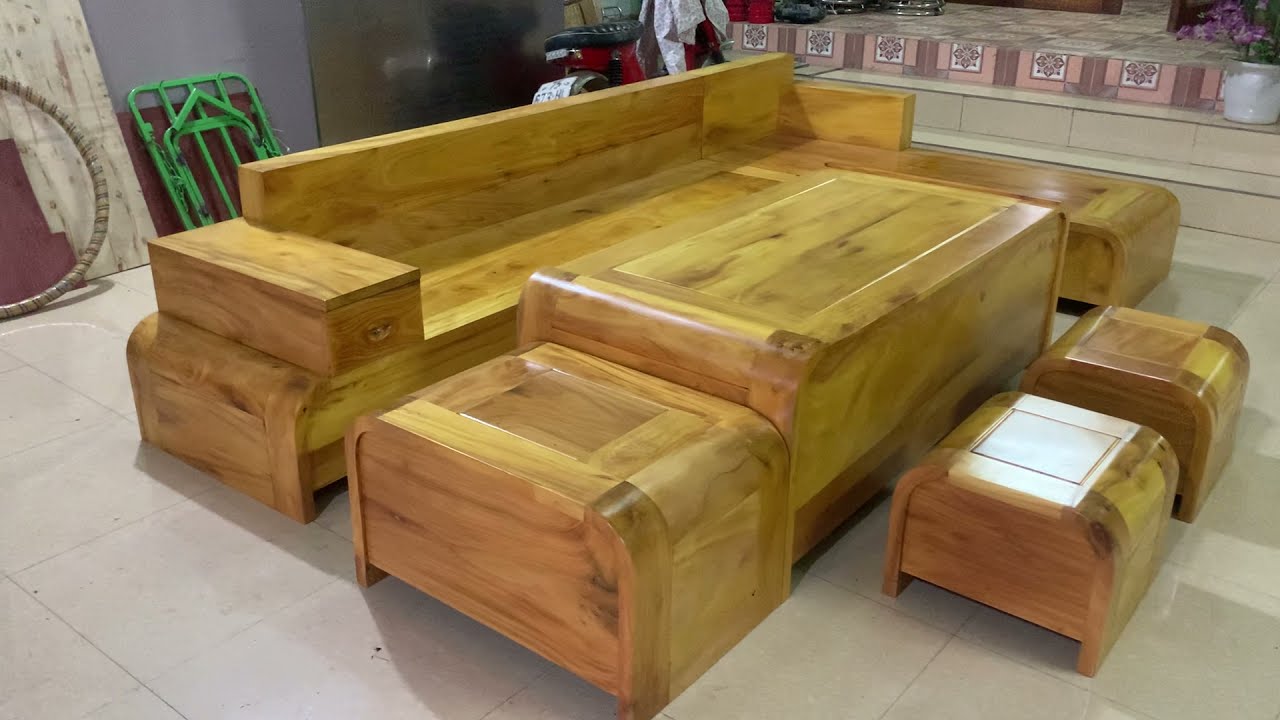 Mẫu sofa gỗ mít ta sang trọng, hiện đại