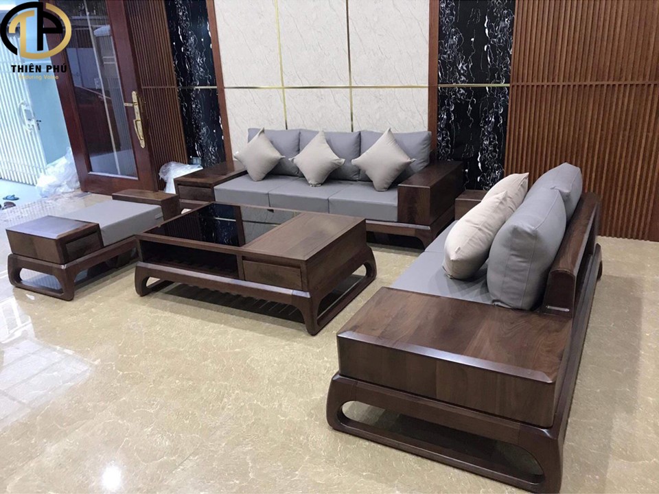 Mẫu sofa gỗ óc chó cao cấp