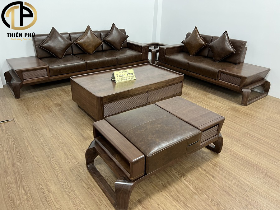 Mẫu sofa gỗ óc chó cao cấp tại Nội Thất Thiên Phú