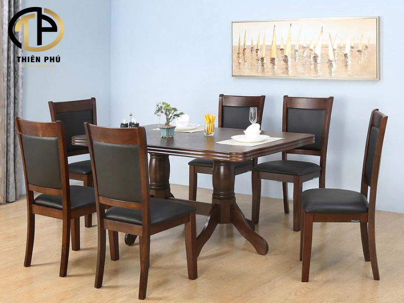 Mẫu bàn ghế ăn gỗ sồi thiết kế đơn giản Tuyên Quang