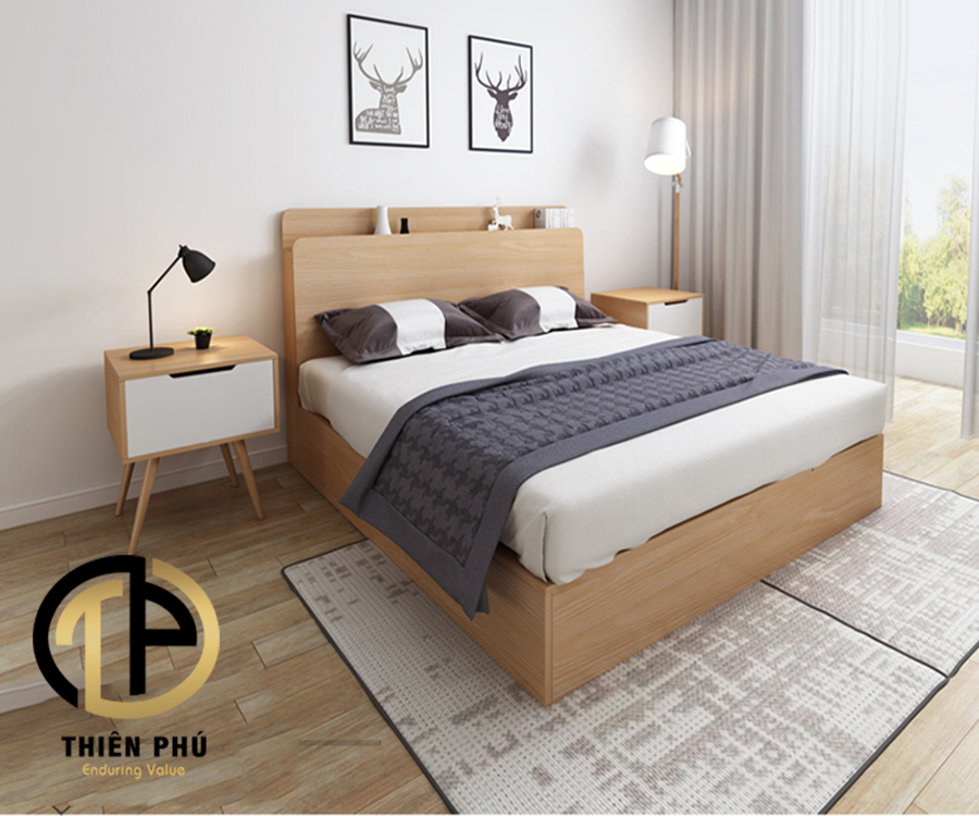 Giường ngủ đẹp gỗ tự nhiên thiết kế độc đáo hiện đại