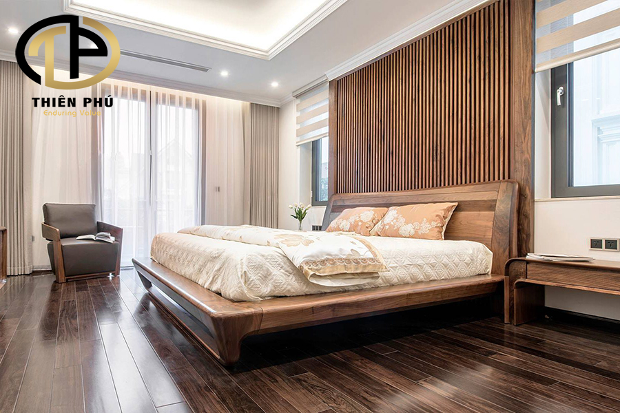 Mẫu giường ngủ gỗ tự nhiên cao cấp ấn tượng