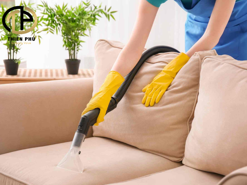 Hút bụi, làm sạch bề mặt sofa trước