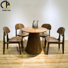 Bộ bàn ăn tròn 4 ghế gỗ tần bì Bắc Âu