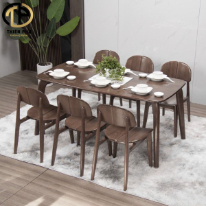Bộ bàn ăn cao cấp 6 ghế gỗ Nanfeng