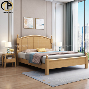 Giường ngủ gỗ Sồi đẹp màu tự nhiên hiện đại G244