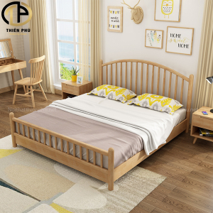 Giường ngủ hiện đại gỗ Sồi phothiêtng cách Bắc Âu đơn giản đẹp G274