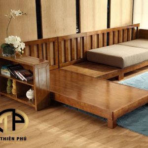 Trang hoàng phòng khách cực thu hút với sofa gỗ hiện đại