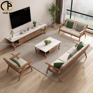 Bộ Sofa Gỗ Sồi Phong Cách Bắc Âu Cao Cấp